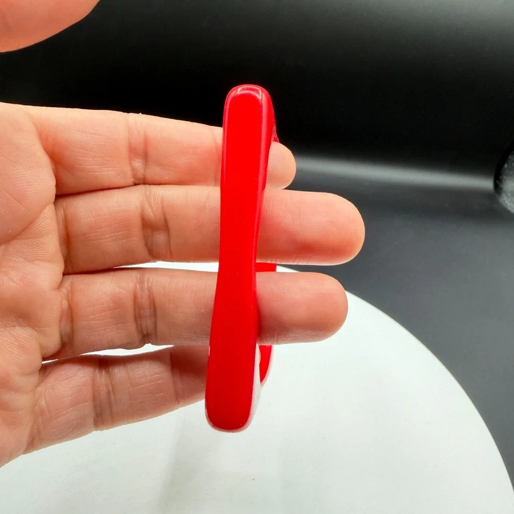 Red Geometric Square Lucite Bangle Bracelet Chunky Statement Retro Boho Gift